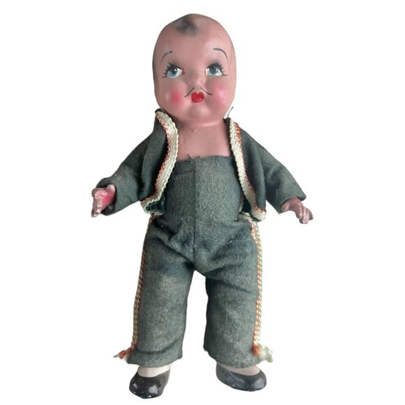 Mexican Dolls Pair in Traditional Costumes Vintage 1930s Ceramic 9" tall each - Picture 4 of 16